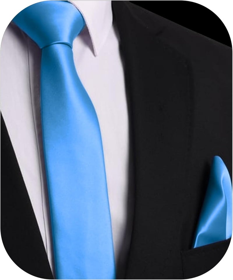 Trilece Ties for Men - Mens Solid Color Formal Necktie and Pocket Square Sets - Image 1